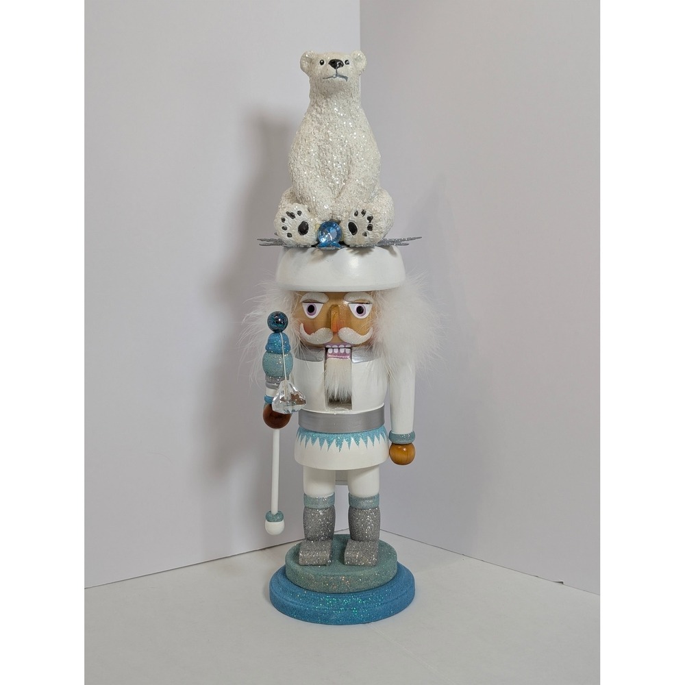Kurt Adler Hollywood Nutcracker Holly Adler 17" Polar Bear Ice Blue Winter